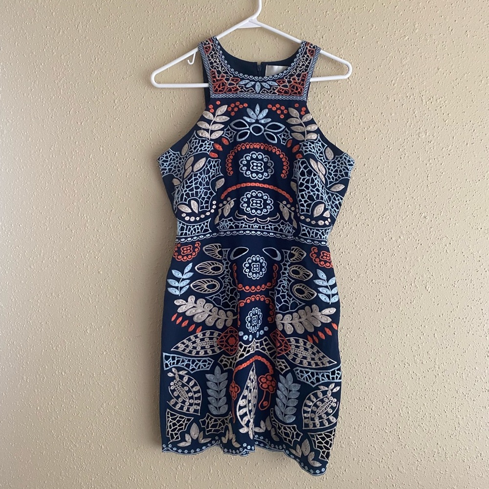 JOA embroidered mini dress